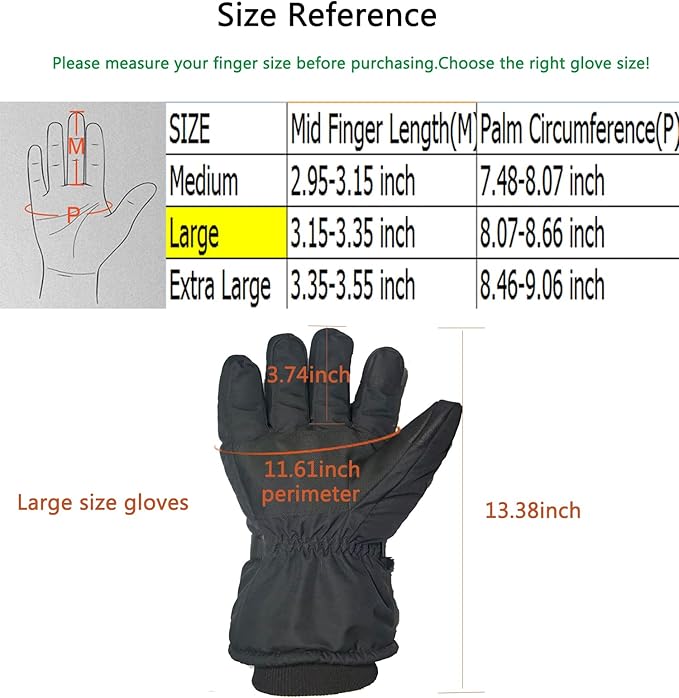 Popdan 5V 5000mAh Rechargeable Heated Gloves for Men Women Electric Heating Glove PU Waterproof & Touchscreen Ideal for Winter Outdoor Motorcycling, Skiing, Snowboarding, Fishing, Biking