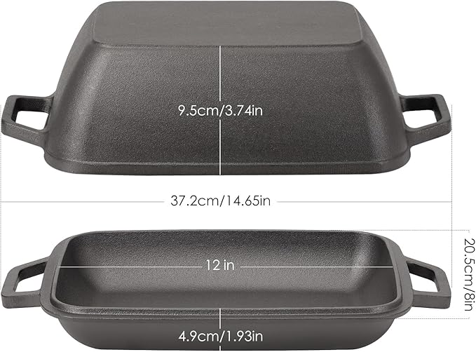 Cast Iron Dutch Oven for Bread Baking 12x8 Inch Pre-Seasoned Bread Oven with Lid 6QT Cast Iron Bread Dutch Oven for Sourdough