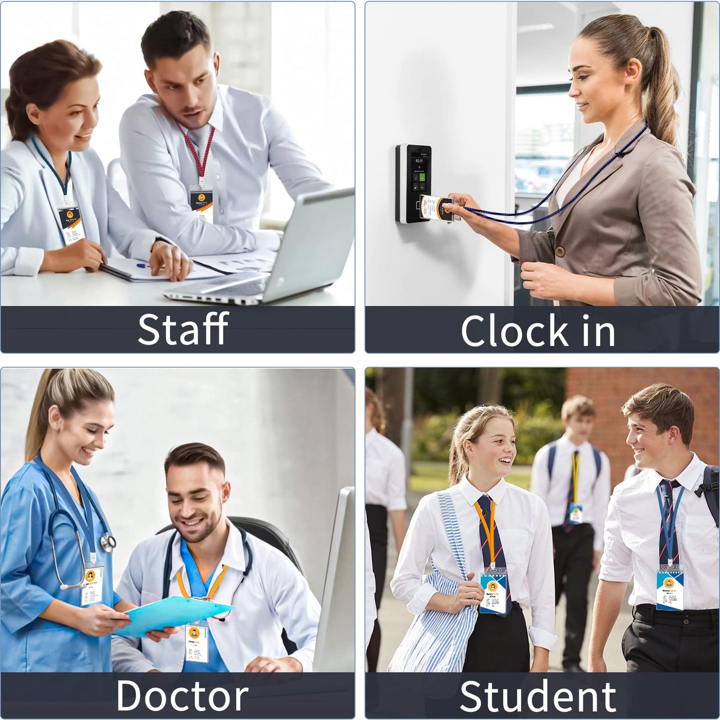 200 Pack ID Badge Holder - Vertical Badge Holder, 2.25" x 3.5" Clear Cards Holders for Lanyard, Plastic Sealable Waterproof, Name Tag Holder for Nurses, Office and School