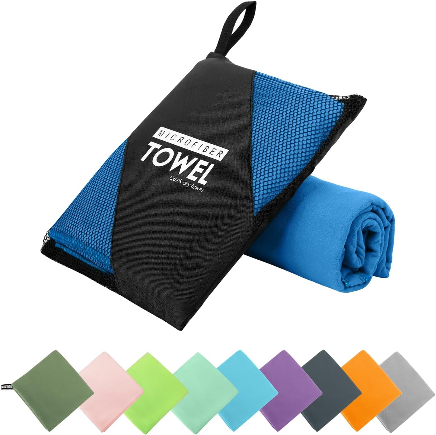 Microfiber Travel Towel, Soft Lightweight Quick Dry Towel, Super Absorbent Compact Travel & Sports & Beach Towels for Camping, Backpack, Gym, Swimming, Yoga, Hiking (L:24"×48" -Blue)