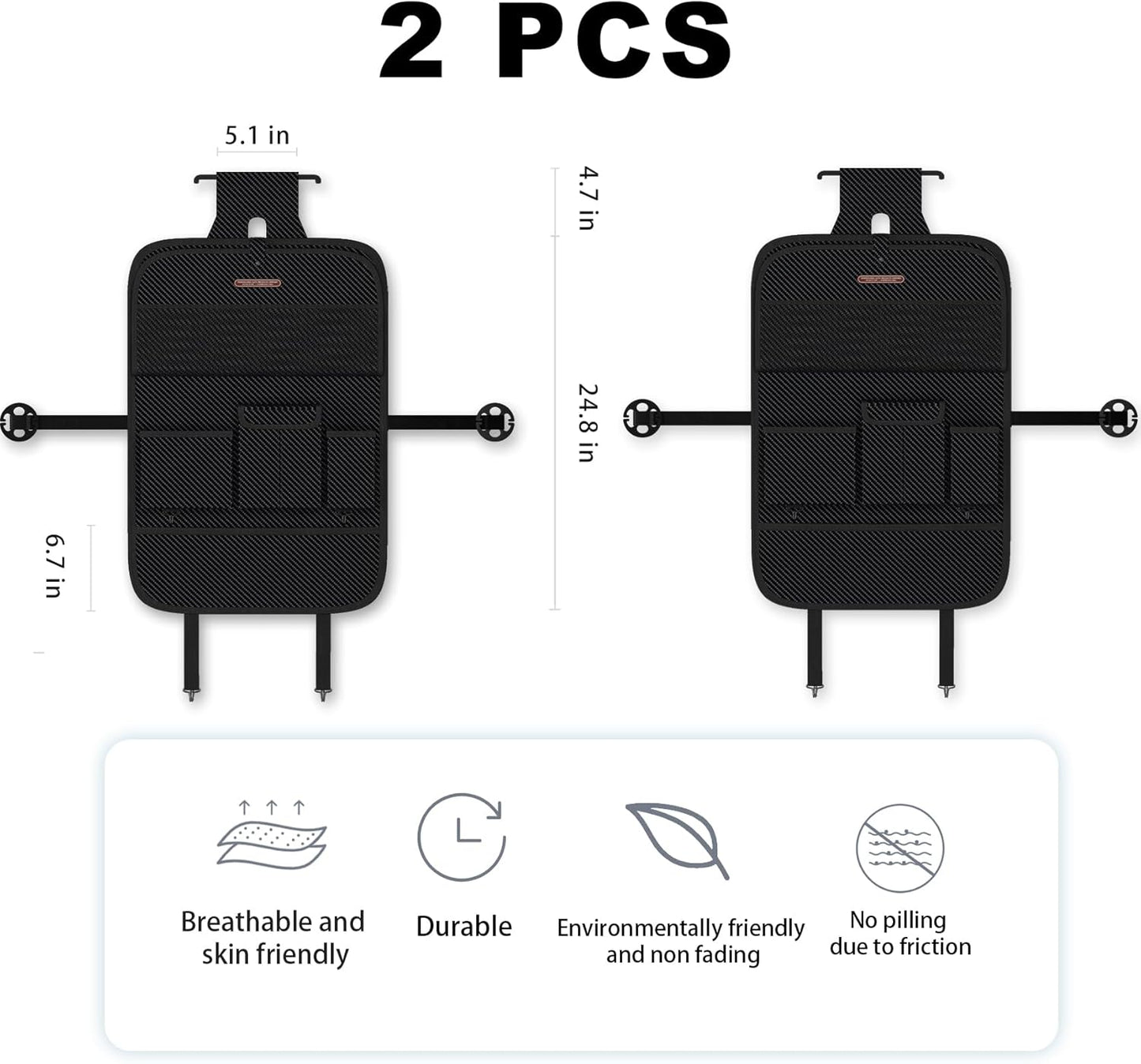 Car Seat Organizers,Multi-functional Back Seat Protectors, Storage Pouches, and Tray Holders (for Cars, Kids, Seat Back and Rear Seats) (Carbon Fiber, 2 Pcs)