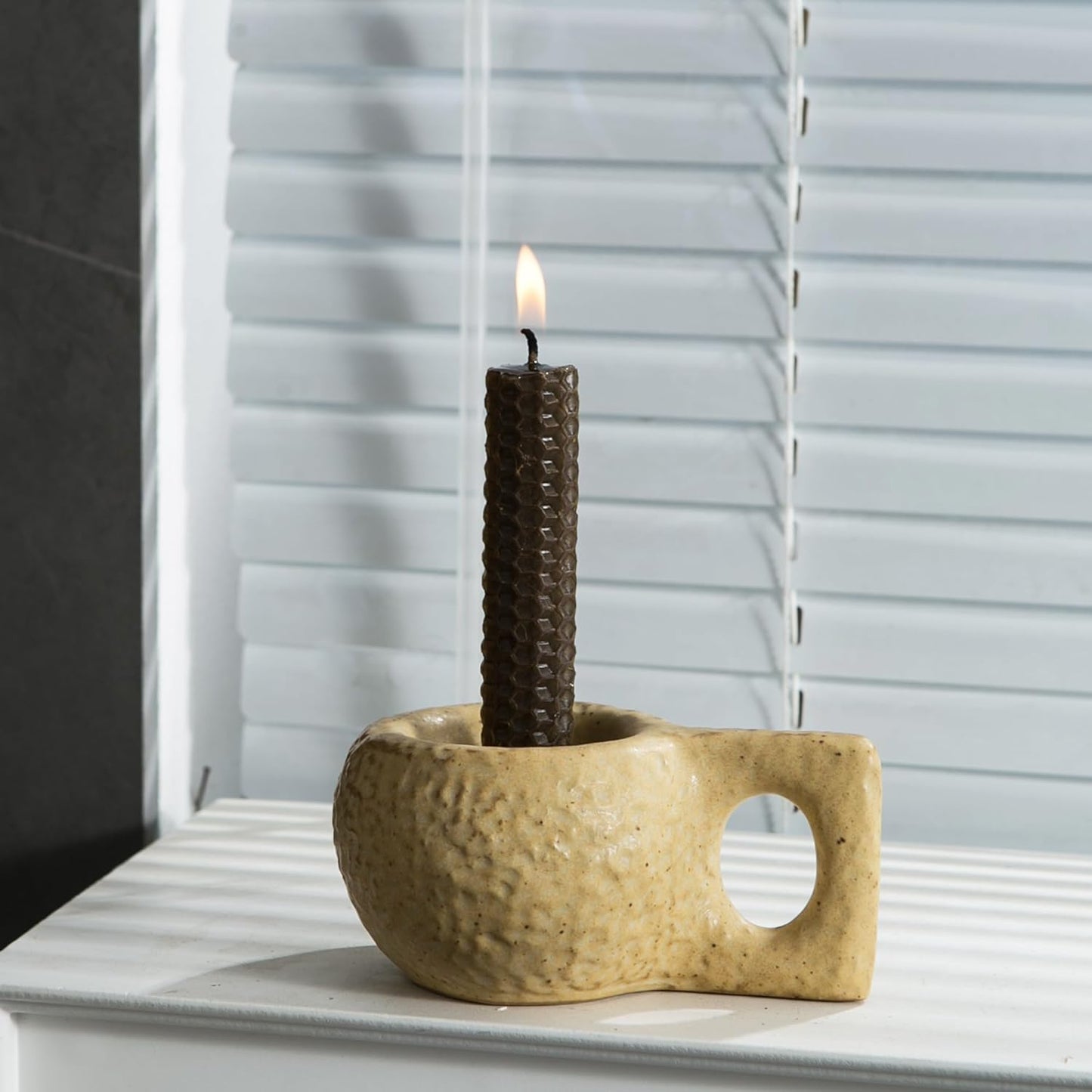 Candle Holder Ceramic Candlestick Holder, Candlelight Stand for Spell Candles, Taper Candles, and Incense, Halloween Christmas Dining Room Home Decoration Display