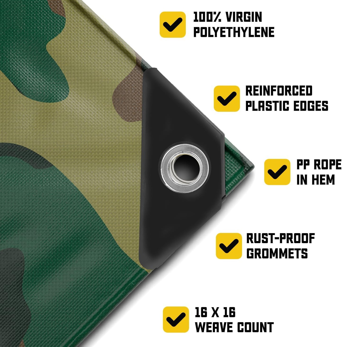 Core Tarps Extreme Heavy Duty 20 Mil Tarp Cover, Waterproof, UV Resistant, Rip and Tear Proof, Poly Tarpaulin with Reinforced Edges for Roof, Camping, Patio, Pool, Boat (Camouflage/Green 20′ X 20′)