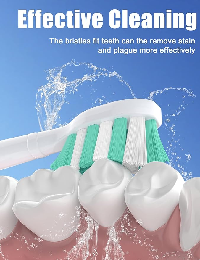 FutulkyUS Toothbrush Replacement Brush Heads for Philips Sonicare, Electric Sonic Tooth Refill Click-on Head 4100 Plaque Control, 4 Pack, White
