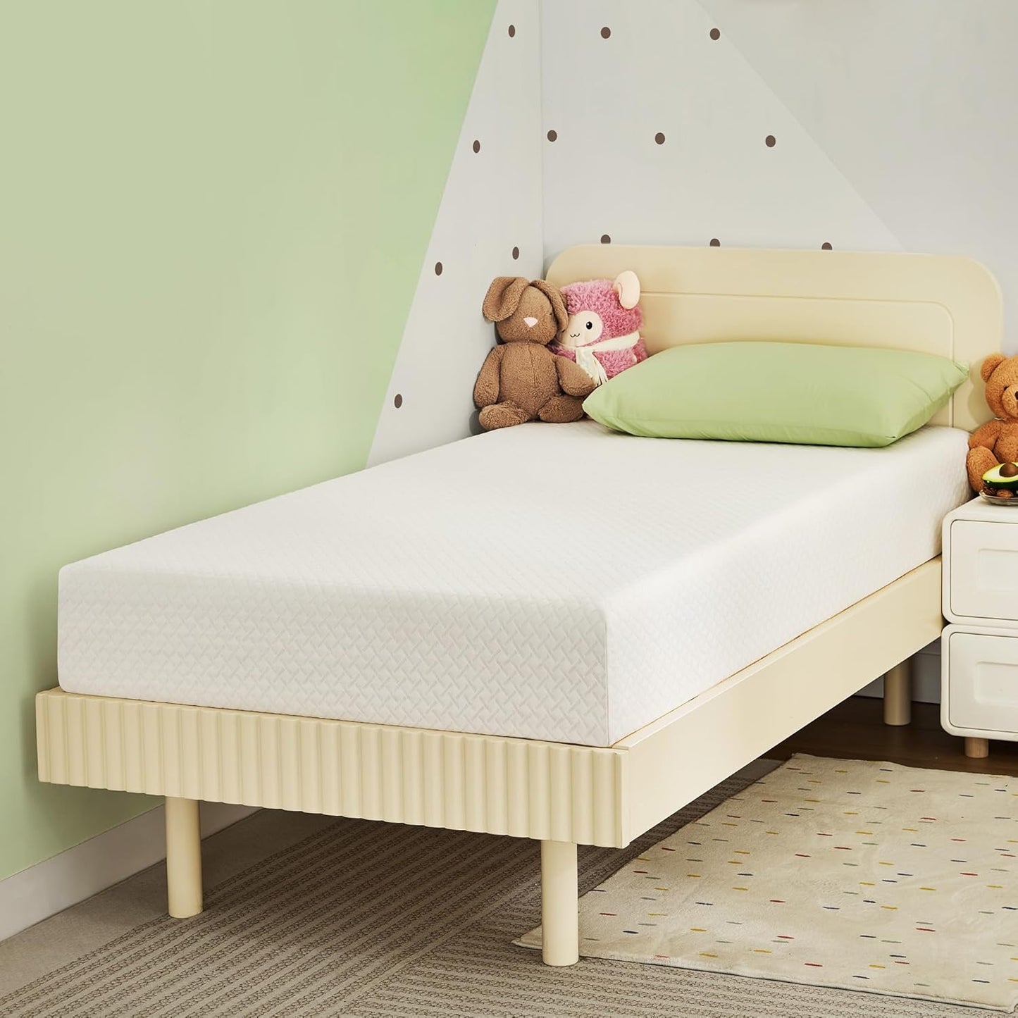 8 Inch Twin Mattress, Memory Foam Mattress with Cooling Green Tea Gel, Relieve Pressure with Medium Firm Support, CertiPUR-US Certified, 75''L x 38''W, White