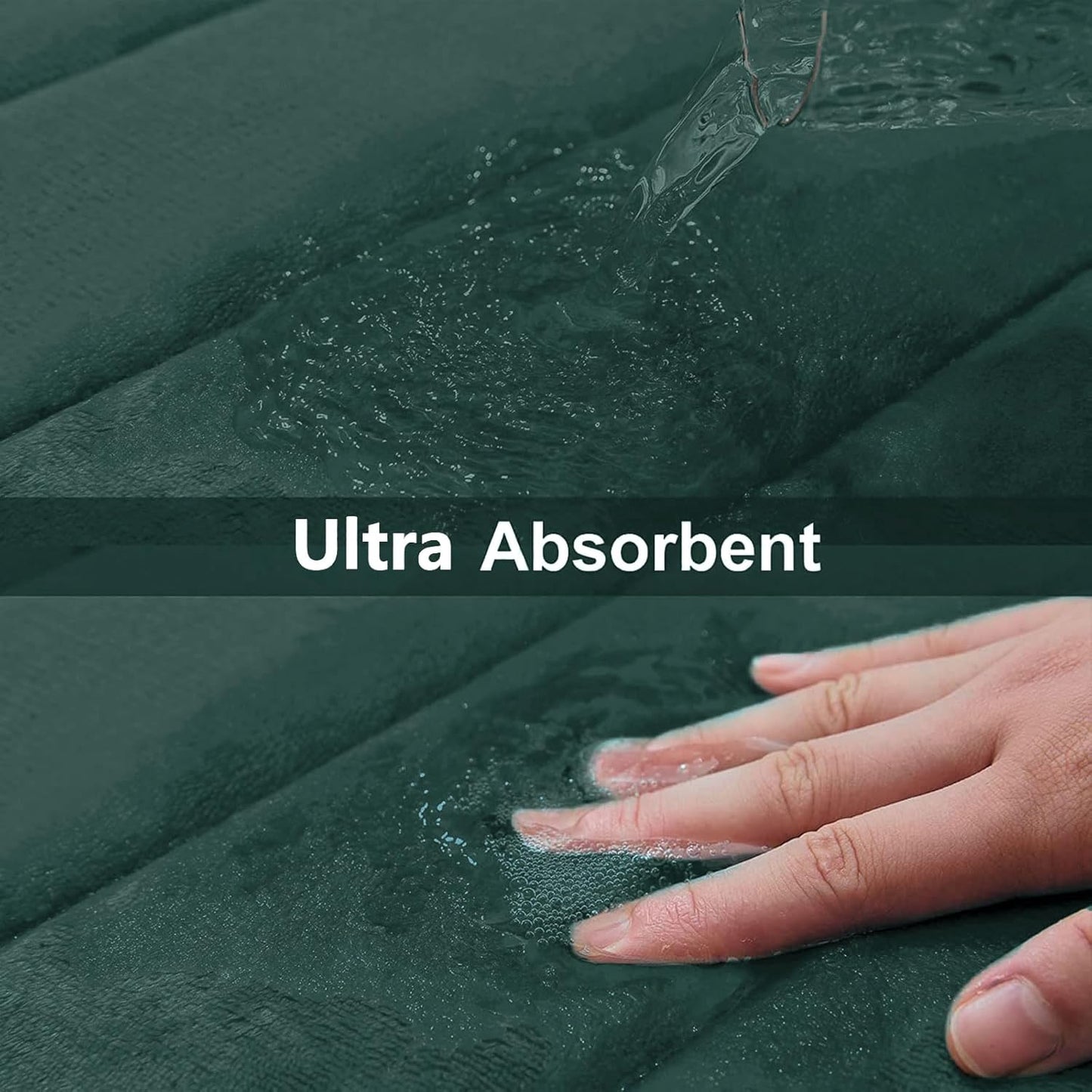 Buganda Memory Foam Bath Mat, 35.4" x 24", Ultra Soft and Non-Slip Bathroom Rugs, Water Absorbent and Machine Washable Bath Rug Runner for Bathroom, Shower, and Tub, Dark Green