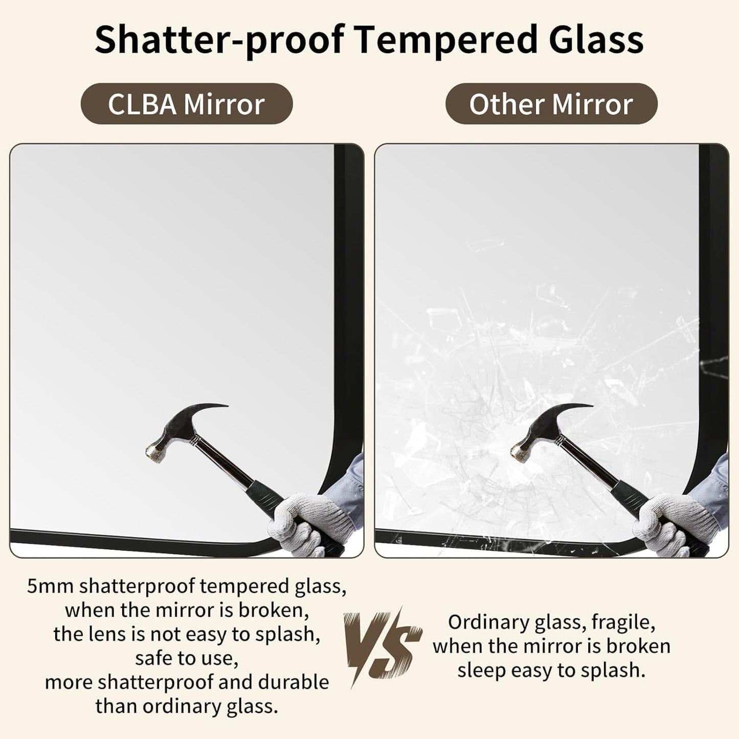 Black Bathroom Mirror, 24x36 Inch Aluminum Frame Rectangle Mirror, Anti-Rust, Tempered Glass, Wall Mirror for Over Sink, Vanity, Bedroom, Entryway, Horizontal/Vertical