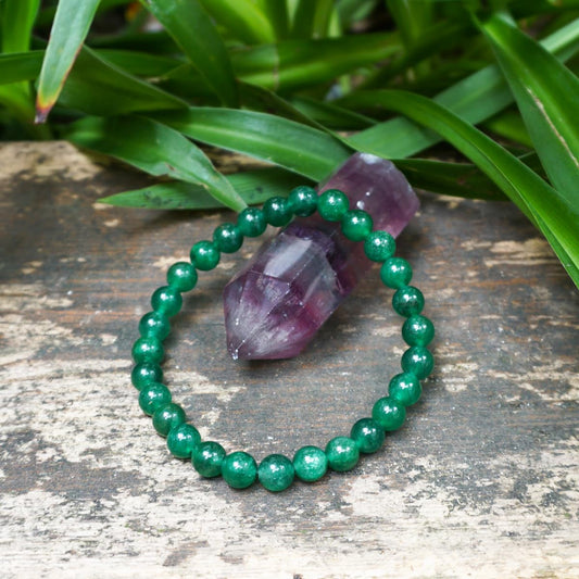 6MM Emerald Bracelet for Unisex | Fits for about 6-6.5'' Wrist | Birthstone of May | Heart Chakra Green Crysta| Spritual Healing Valentines Gift for Friends and Familys on any Festival