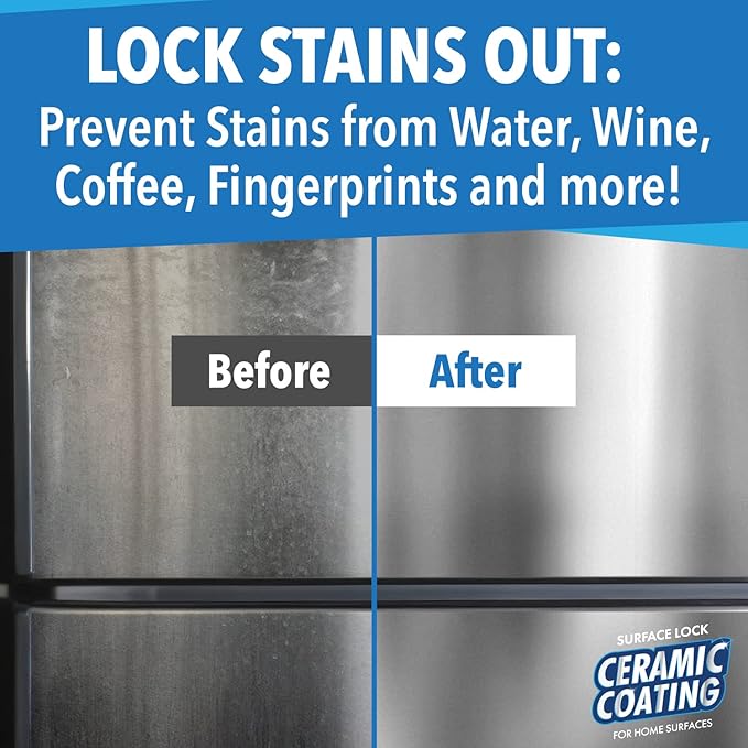 Home Ceramic Coating for Stainless Steel, Glass and Countertops - Seal, Protect & Shine for the Kitchen & Bathroom - Fights Fingerprints, Grime and Stains in Your Life - 8 fl oz - Proof It Works