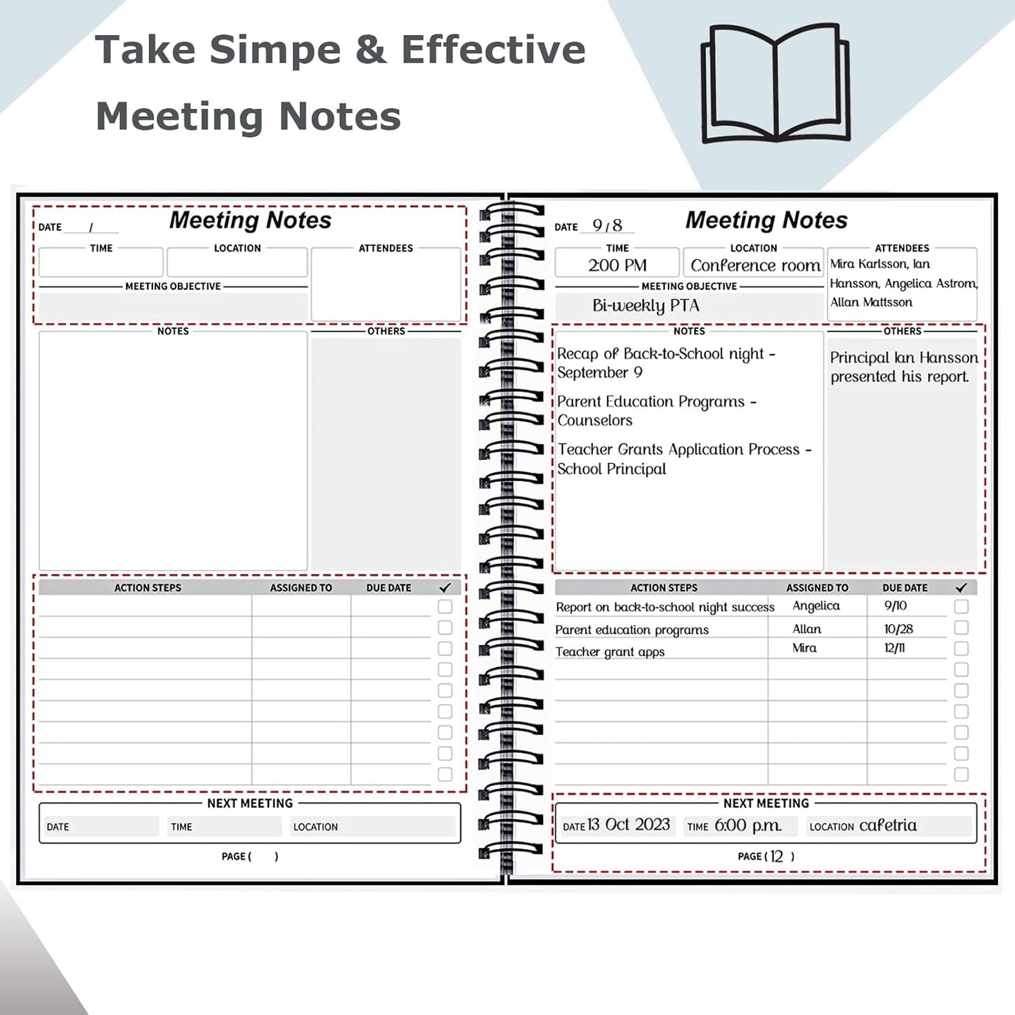 Meeting Notebooks for Work 8.5" X 11" - A4 Professional Work Notebook for Note Taking - Daily Planner with Notes Section,Business Notebooks for Work Organization,240 Pages