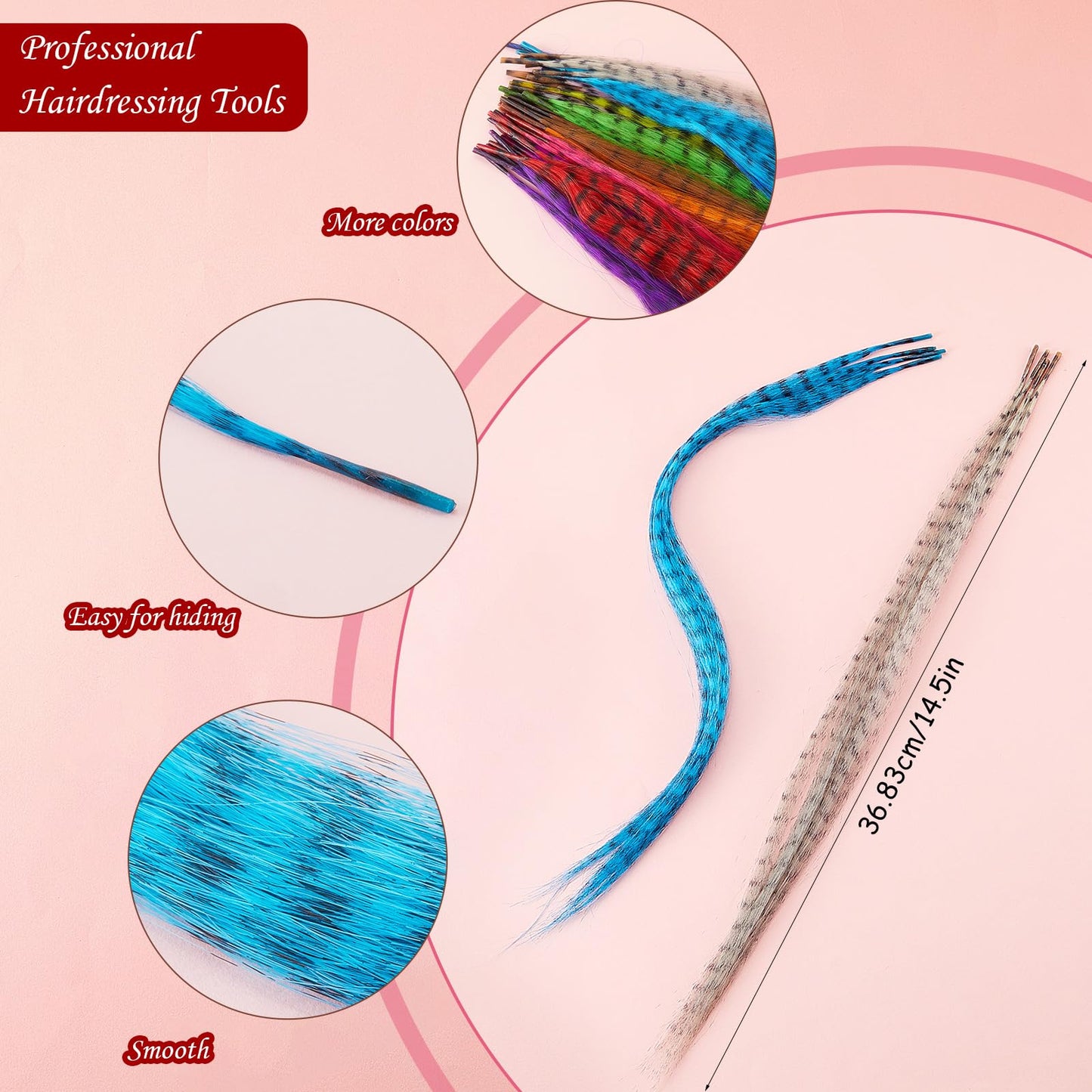 78 Pieces Synthetic Feather Hair Mixed Color Feather Extensions Not Real Hair Extensions Colorful Long Straight for Party Teen Girl, 13 Colors
