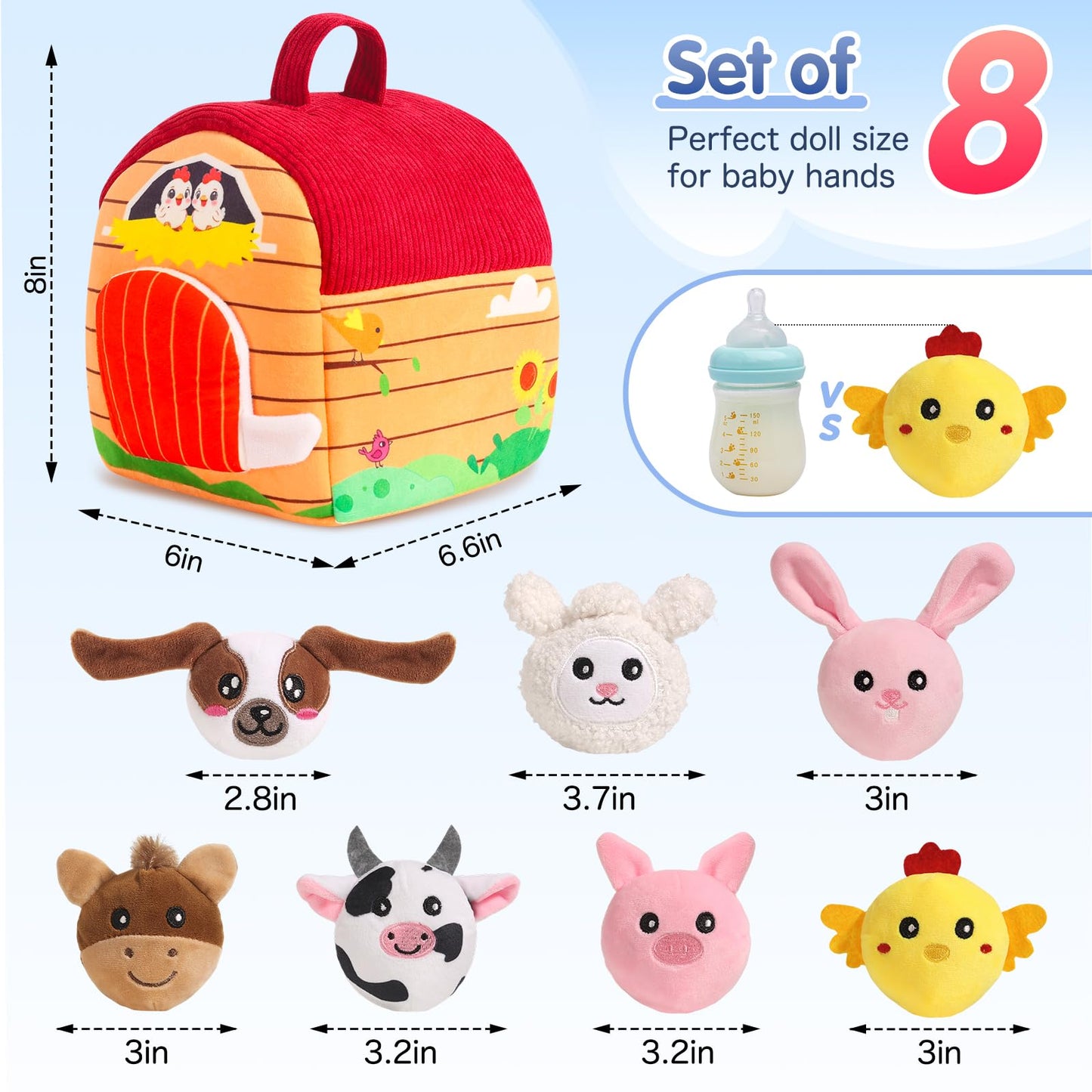 HuToYii Baby Toys 6-12 Months, Plush Barn with Stuffed Farm Animals, Sensory Rattle, Mirror, Crinkle, Montessori Toys for 6 Month Old Babies for Infant & Toddler 1-3 Boy and Girls