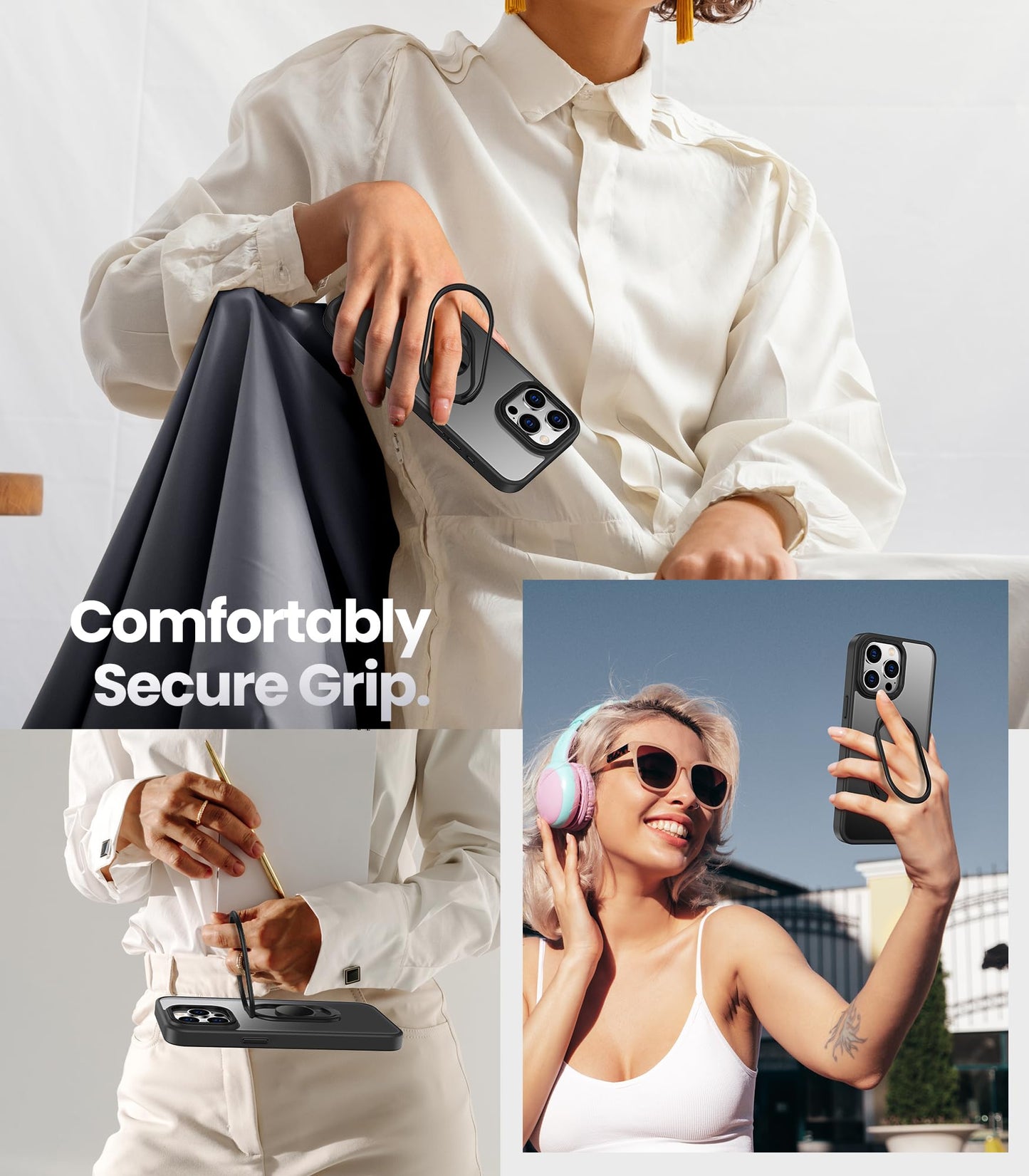 Shields Up For Iphone 15 Pro Max Case With Stand, Phone Case With Double Ring Holder [Adjustable & Foldable] Protective Transluc