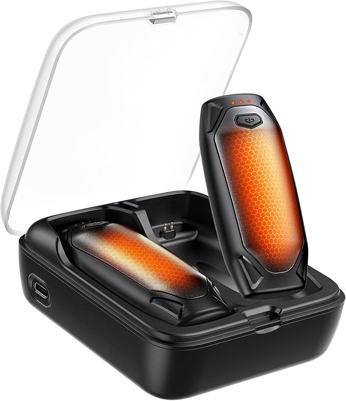 Kesguar Hand Warmers Rechargeable - 2 Pack 14000mAh AI Electric Hand Warmers with Charging Case, Magnetic 2 in 1 Pocket Handwarmers, Portable Heater Gifts for Women/Men/Golf/Camping/Hunting