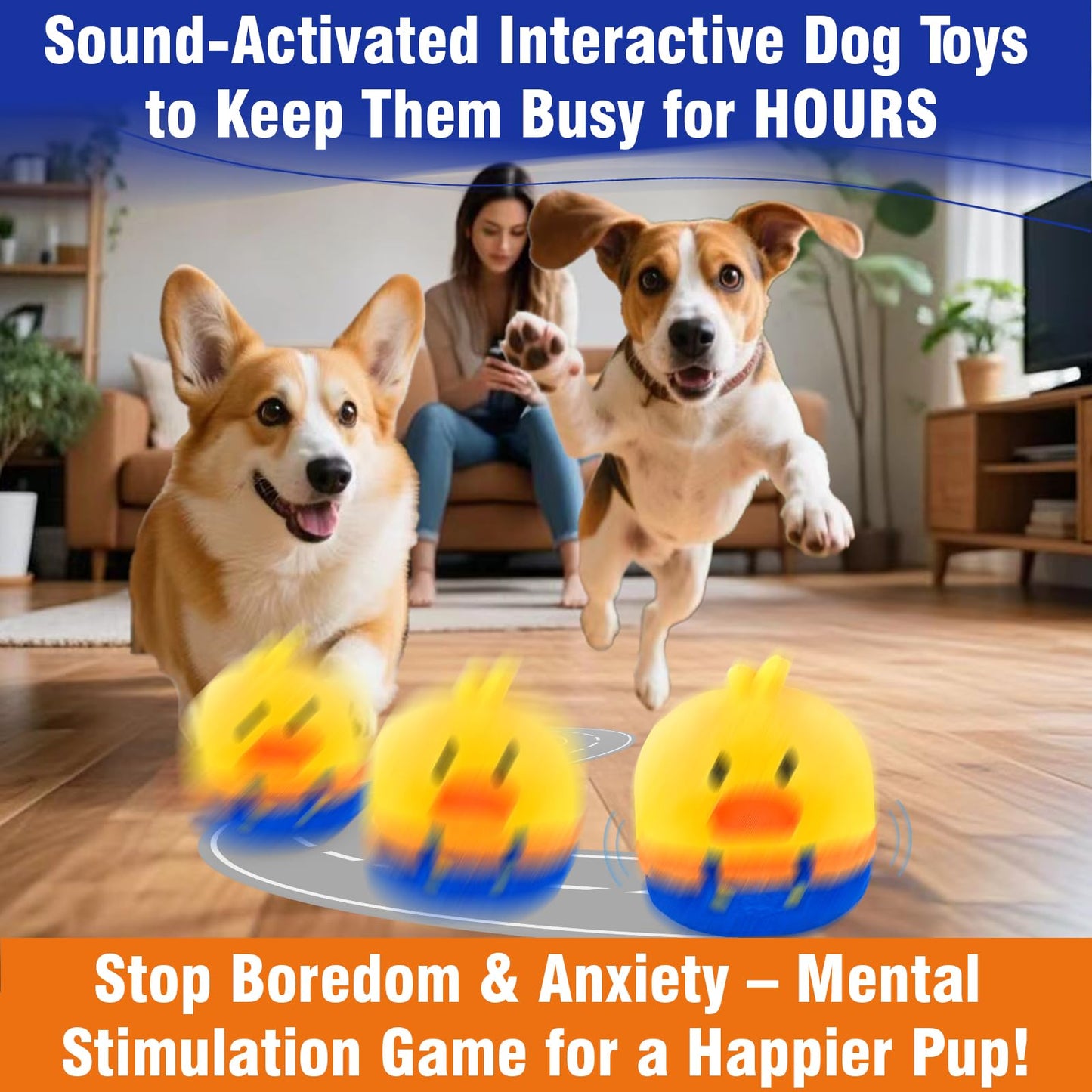 VYsTN Interactive Dog Toys, Rechargeable Vibrating, Jumping,Talking & self-Moving Dog Toys, Puppy Toys to Keep Them Busy, Anxiety Relief & Boredom Buster for Small & Medium Dogs