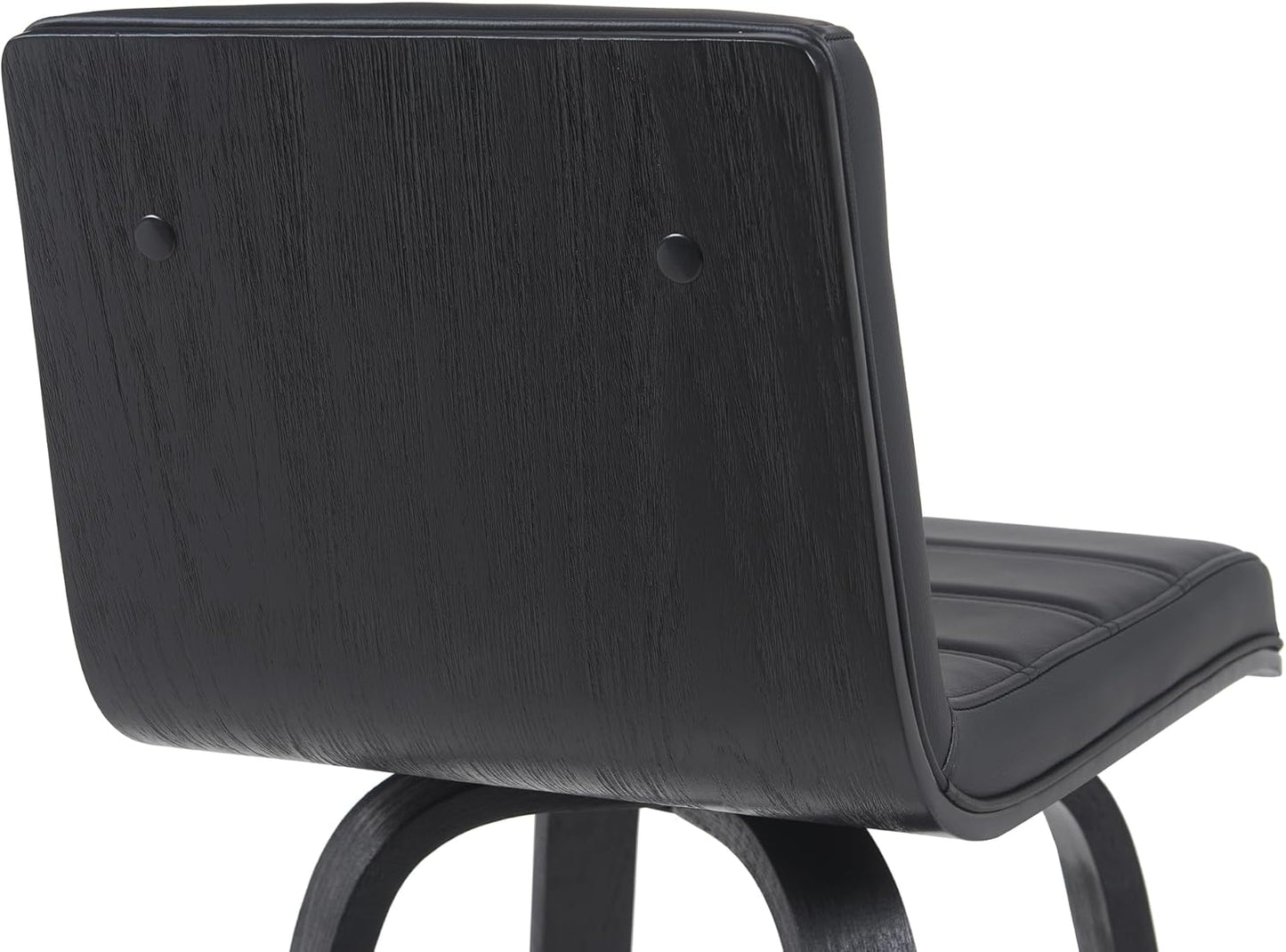 Armen Living Vienna Modern Swivel 26" Counter Height Barstool with Black Faux Leather and Black Wood Finish