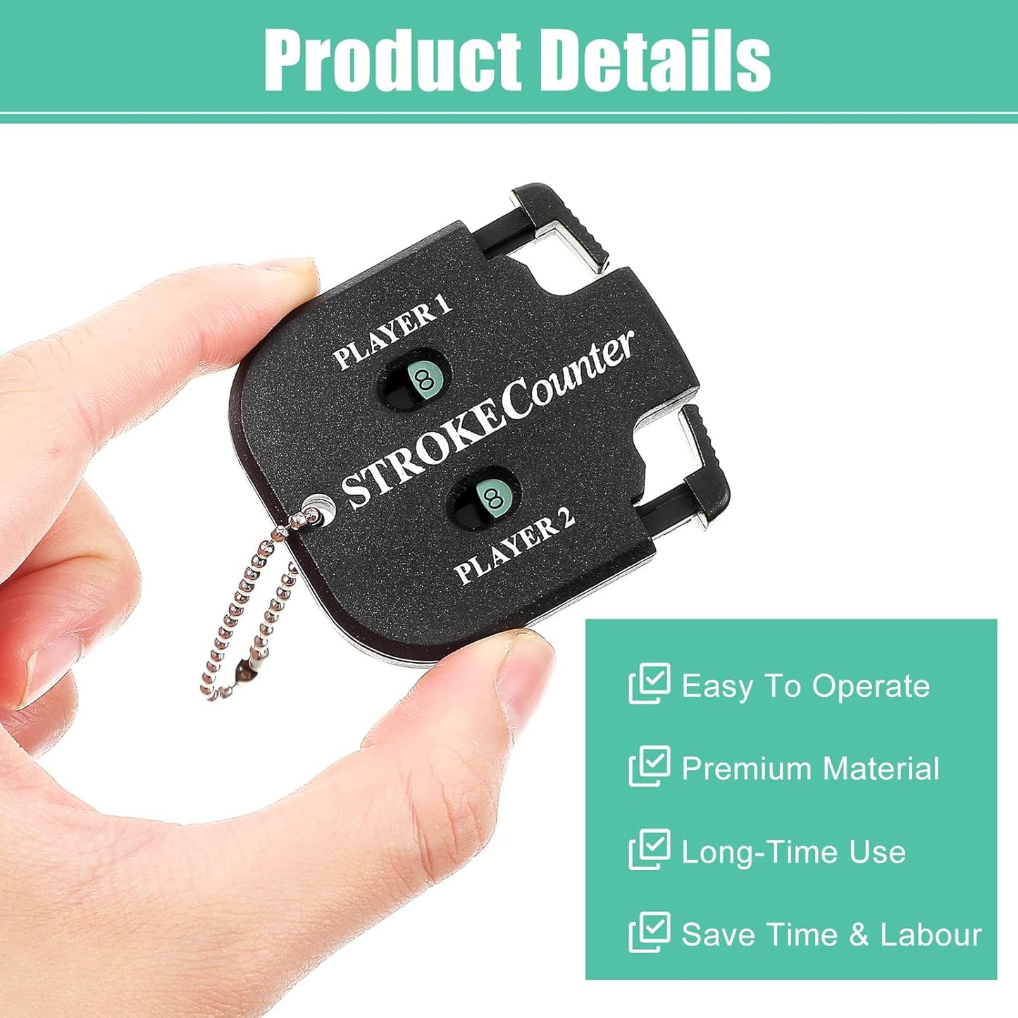 TIESOME 4 Pack Golf Stroke Counter, 2 Player Golf Score Indicator Mini Square Golf Score Counter Black Portable Golf Stroke Keeper Clicker for Different Kinds of Competitions and Games