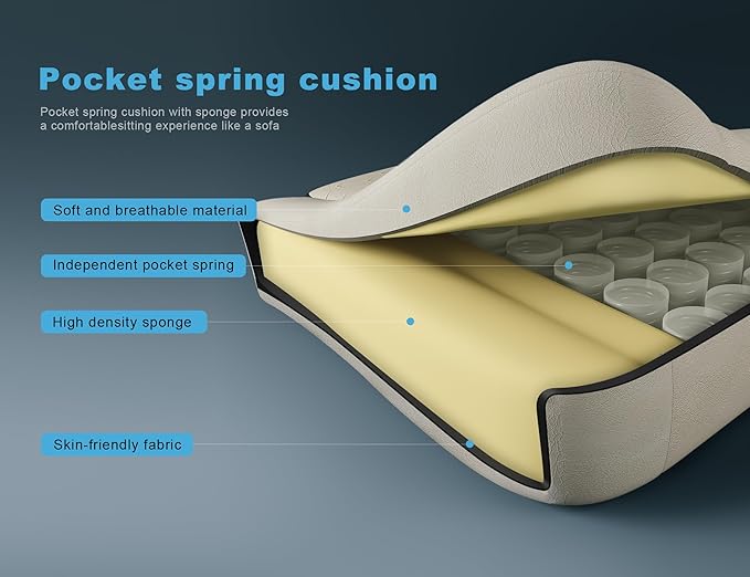 Gaming Chair Breathable Leather with Pocket Spring Cushion,Wide and High Ergonomic Office Chair with Headrest,Computer Gaming Chair with Footrest for Adult and Teen,Beige