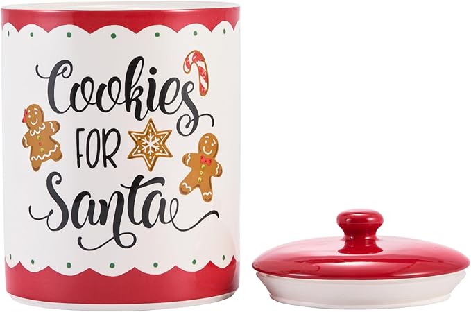 Bico Gingerbread Man Cookies For Santa Ceramic 9 inch Air Tight Storage Jar, Dishwasher Safe, for Christmas Eve