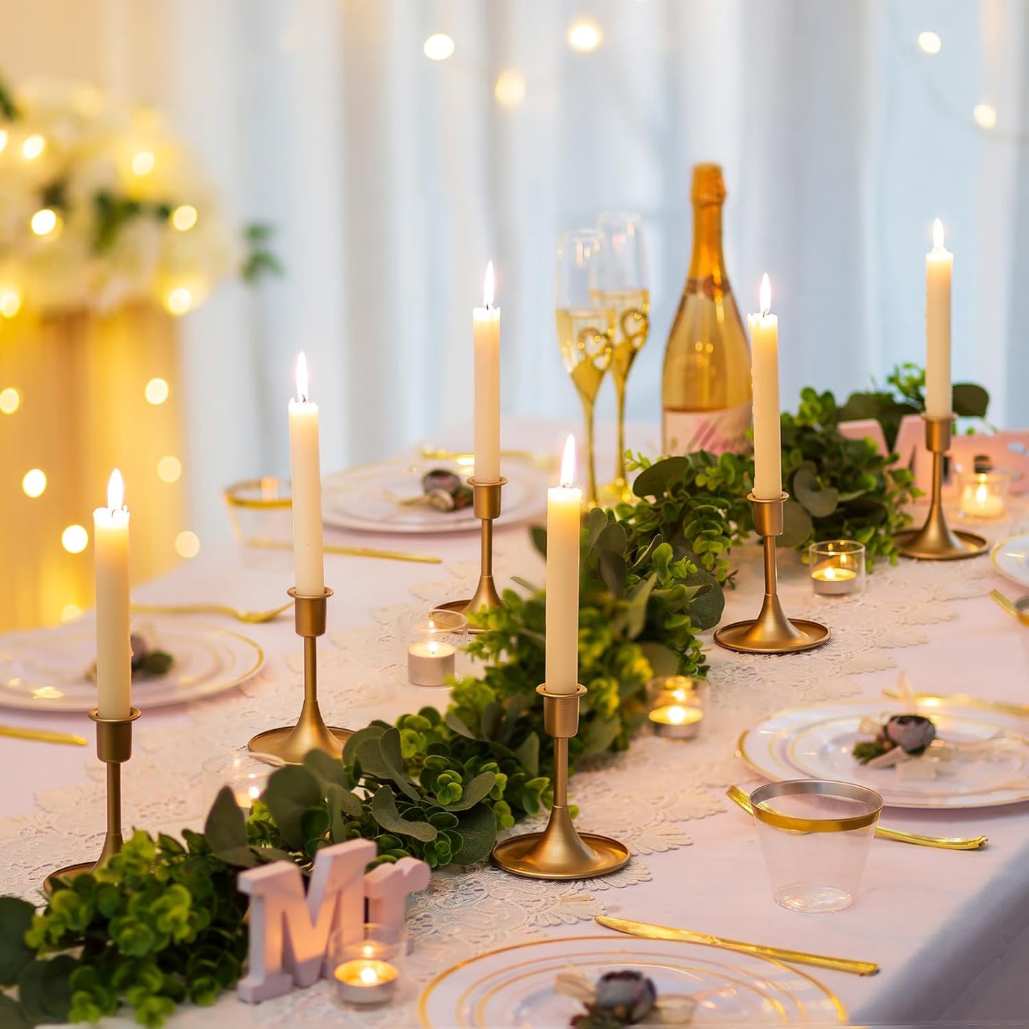 Sziqiqi Taper Candlestick Candle Holder - Christmas Table Centerpiece Candle Stick Holders for Wedding Vintage Candleholder Decorations for Thanksgiving Day Birthday Party Event