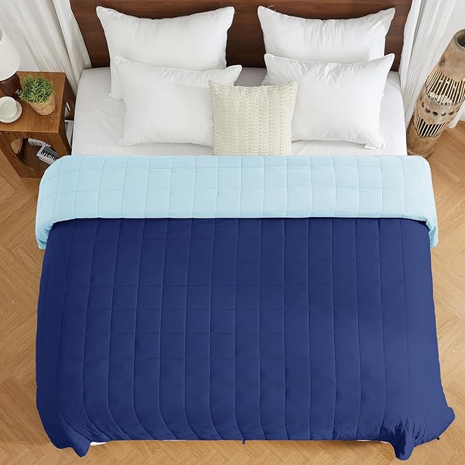 Weighted Blanket for Adults (20 lbs, 88” x 104”, Navy & Blue) Cooling Heavy Blanket for Sleeping Perfect for 190-210 lbs, Queen Size Breathable Blanket with Premium Glass Bead, Machine Washable