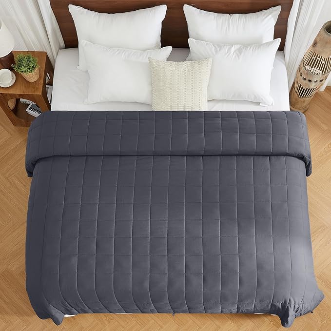 yescool King Size Weighted Blanket for Adults (25 lbs, 80” x 87”, Grey) Cooling Heavy Blanket for Sleeping Perfect for 240-260 lbs, Breathable Blanket for Adults & Couple All Season, Machine Washable