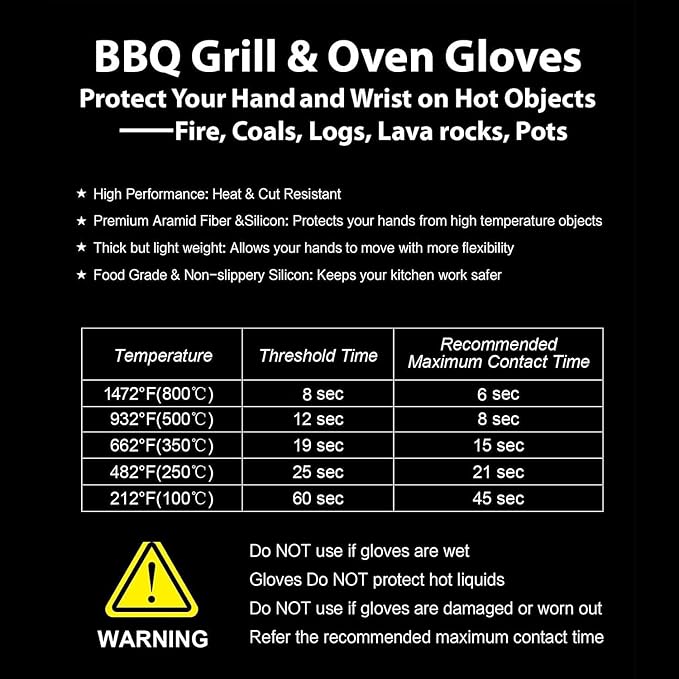 BBQ Gloves, Oven Gloves Original 2 Pack1472℉ Extreme Heat Resistant, Grilling Gloves Silicone Non-Slip Oven Mitts, Kitchen Gloves for BBQ, Grilling, Cooking, Baking (2 pieces set) (Orange Strips Long)