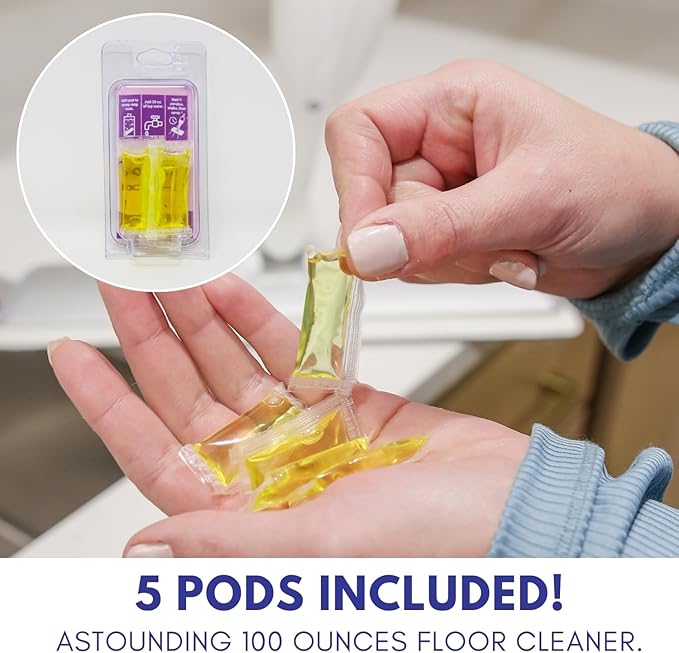 Don Aslett's Spray Mop Plus+ for Floor Cleaning| 360° Rotatable Head | Reusable Microfiber Pad | Rubber Scraper | Refillable | Cleaning Pods | All Floor Types Including Laminate, Hardwood, Tile