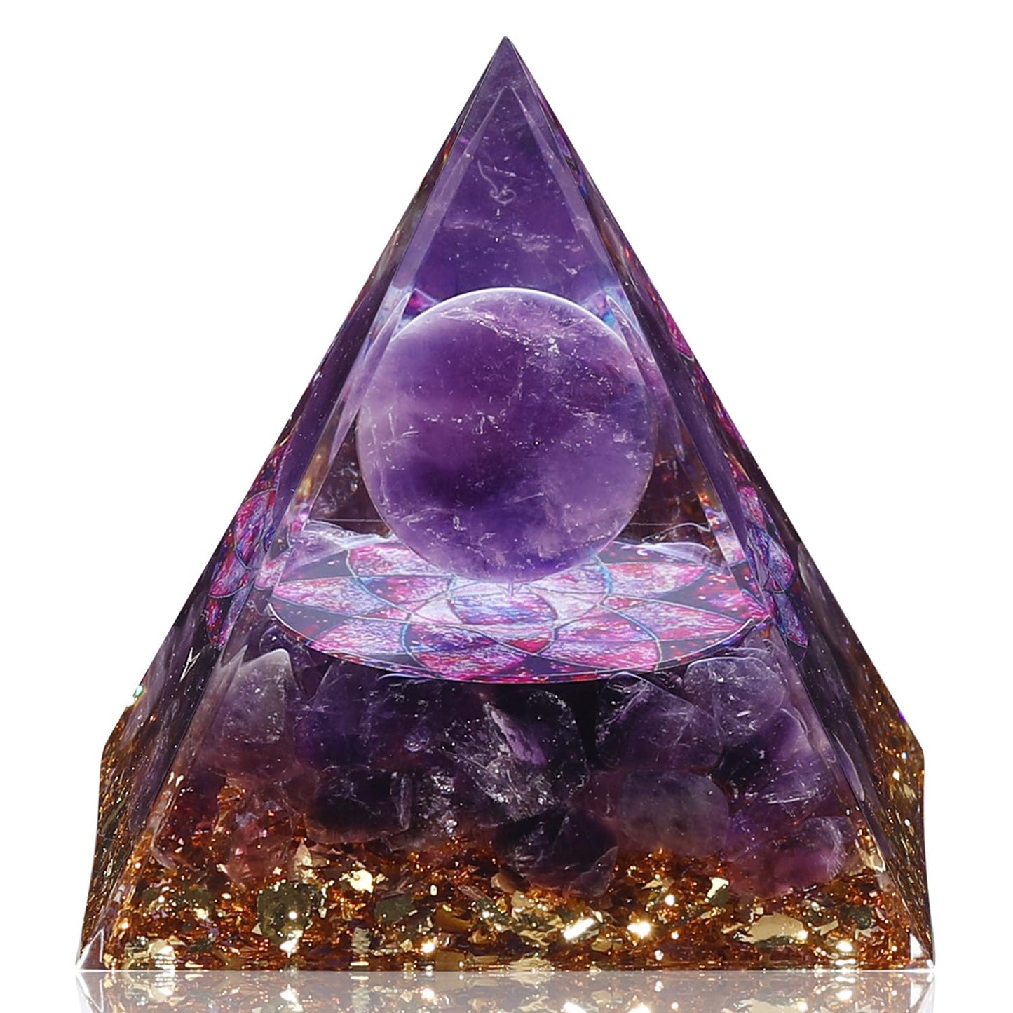 Hopeseed Orgone Pyramid for Positive Energy, Orgonite Natural Amethyst Crystal Healing Crystals Pyramid for Reduce Stress Chakra Reiki Healing Meditation Cleanses the Mind and Boosts Confidence