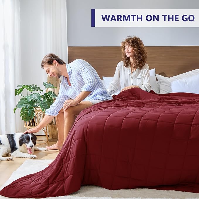 King Size Weighted Blanket for Adults (30 lbs, 80” x 87”, Red Grey) Cooling Heavy Blanket for Sleeping Perfect for 290-310 lbs, Breathable Blanket for Adults & Couple All Season, Machine Washable