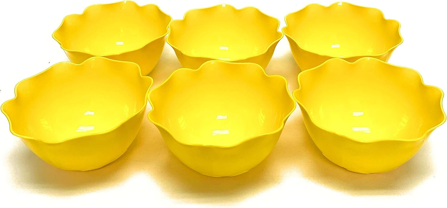 Mintra Home Reusable Bowls and Plates 6pk - Lotus Collection (Yellow, Bowl 6pk - (5.5inW x 2.75inH))