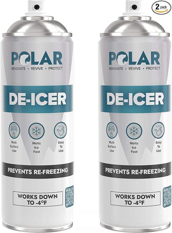 Polar De-Icer Spray for Car Windshield - 2 x 17 Fl Oz | Fast-Acting & Stops Re-Freezing | Instantly Melts Ice and Frost at −4°F | Spray Deicer for Car Windscreens, Mirrors, Headlights, Locks & Gates