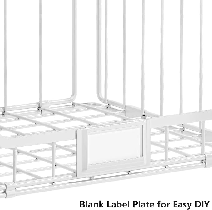 3-Tier Stackable Closet Organizers and Storage, Clothes Shelf Organizer, Foldable Wire Basket Bins, Sweater Storage for Closet and Pantry,11.8" D x 15.7" W,White