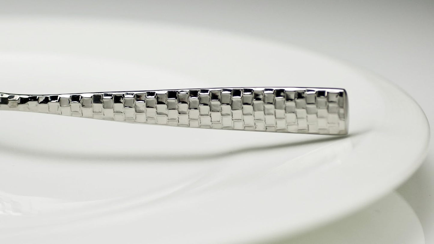 Fortessa Lucca Faceted 18/10 Stainless Steel Flatware Bouillon Spoon, Set of 12
