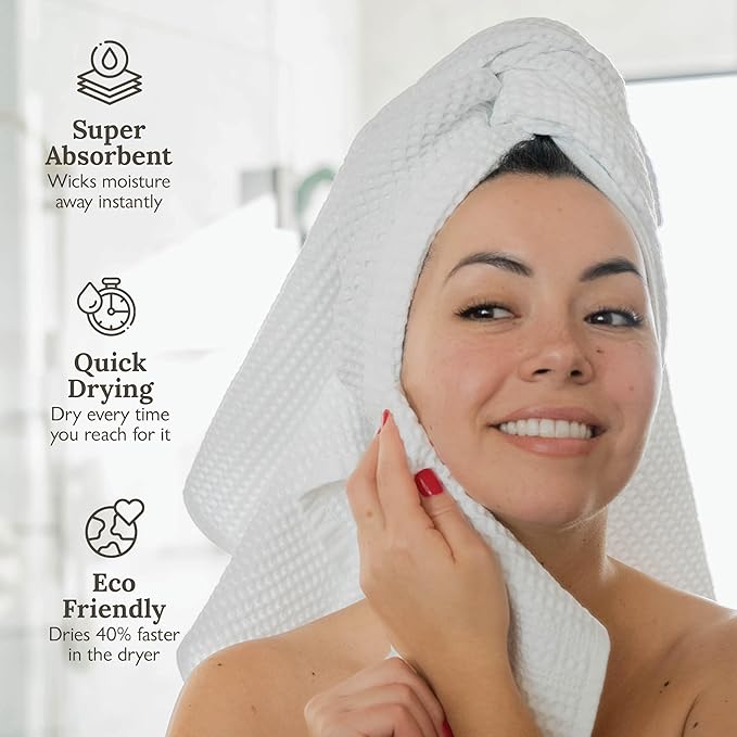 GILDEN TREE Waffle Hand Towels for Bathroom Quick Dry Towel Super Absorbent Thin 100% Cotton Lint Free, Hand Towels for Bathroom Set of 2, Classic Style (White)