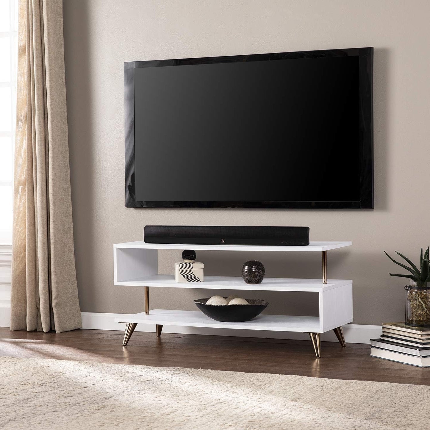 SEI Furniture Sills Low Profile TV Stand, White