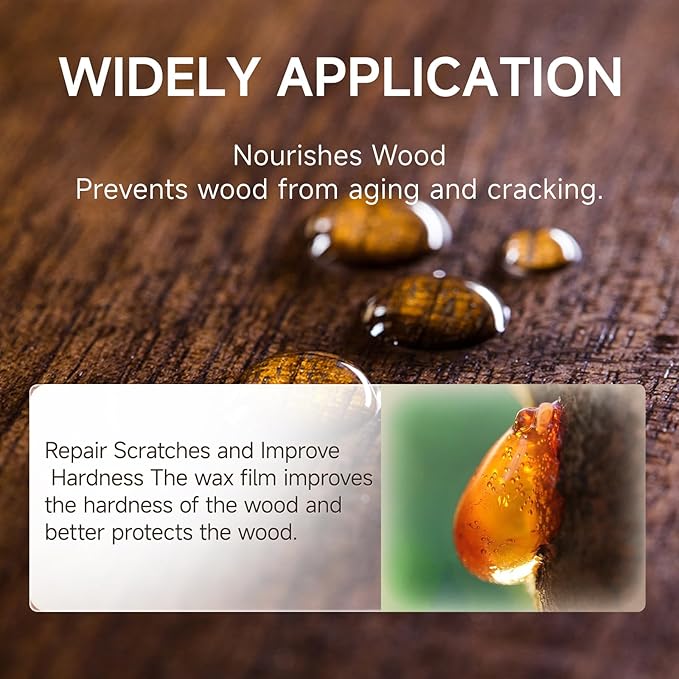 Beeswax Furniture Polish, Natural Wood Conditioner, Cabinet and Table Restorer, Multipurpose Beeswax for Wooden Tools, Protects for a Perfect Finish Bees Wax Polish(100g with Sponge)