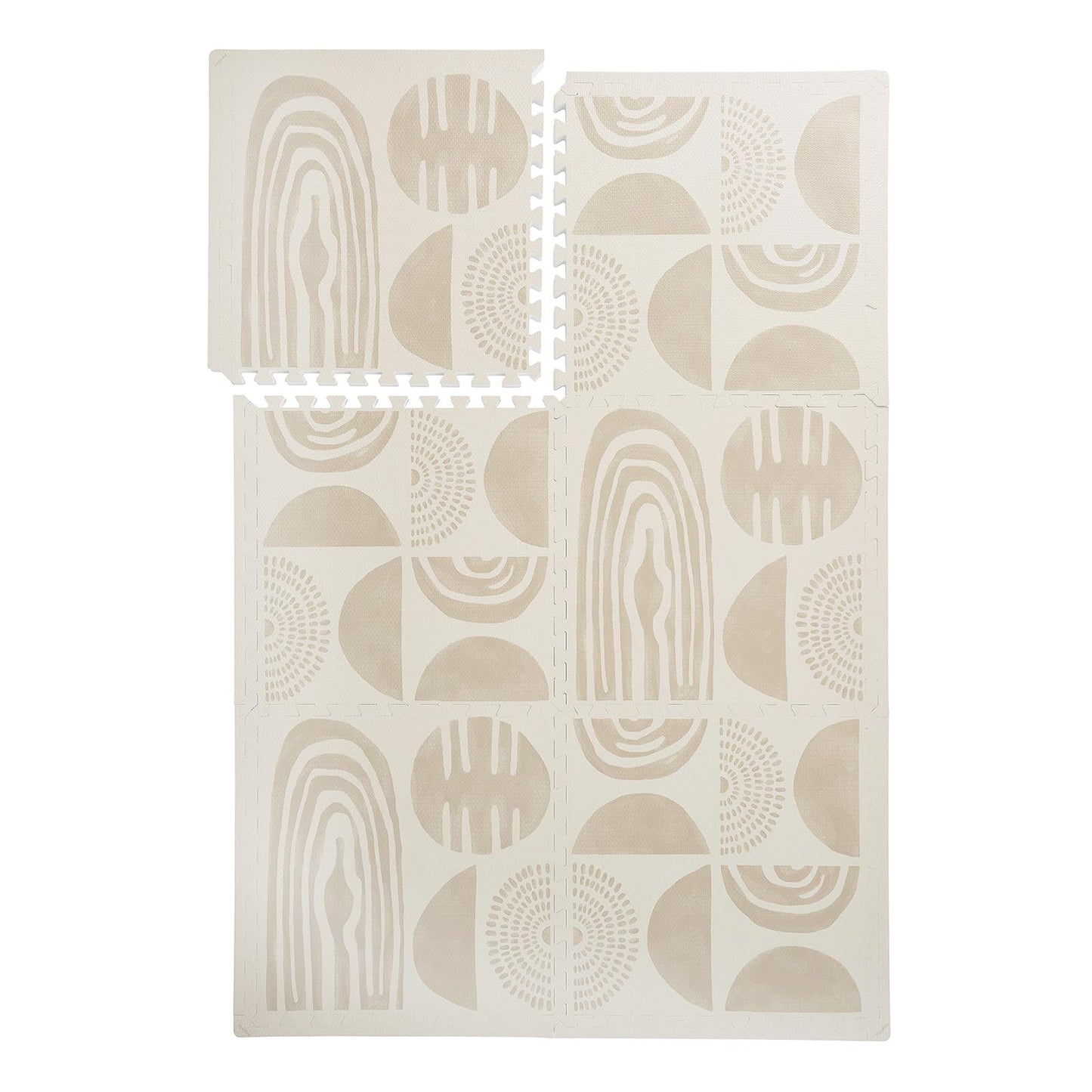 PopsyKosy Premium Exercise & Baby Foam Play Mats - Stylish & Large Non-Toxic Odorless Floor Mat - 6 Tiles - Spacious 6ft x 4ft - Peel-Resistant Reinforced Ver.- Soft Thick, Waterproof - Desert Sand
