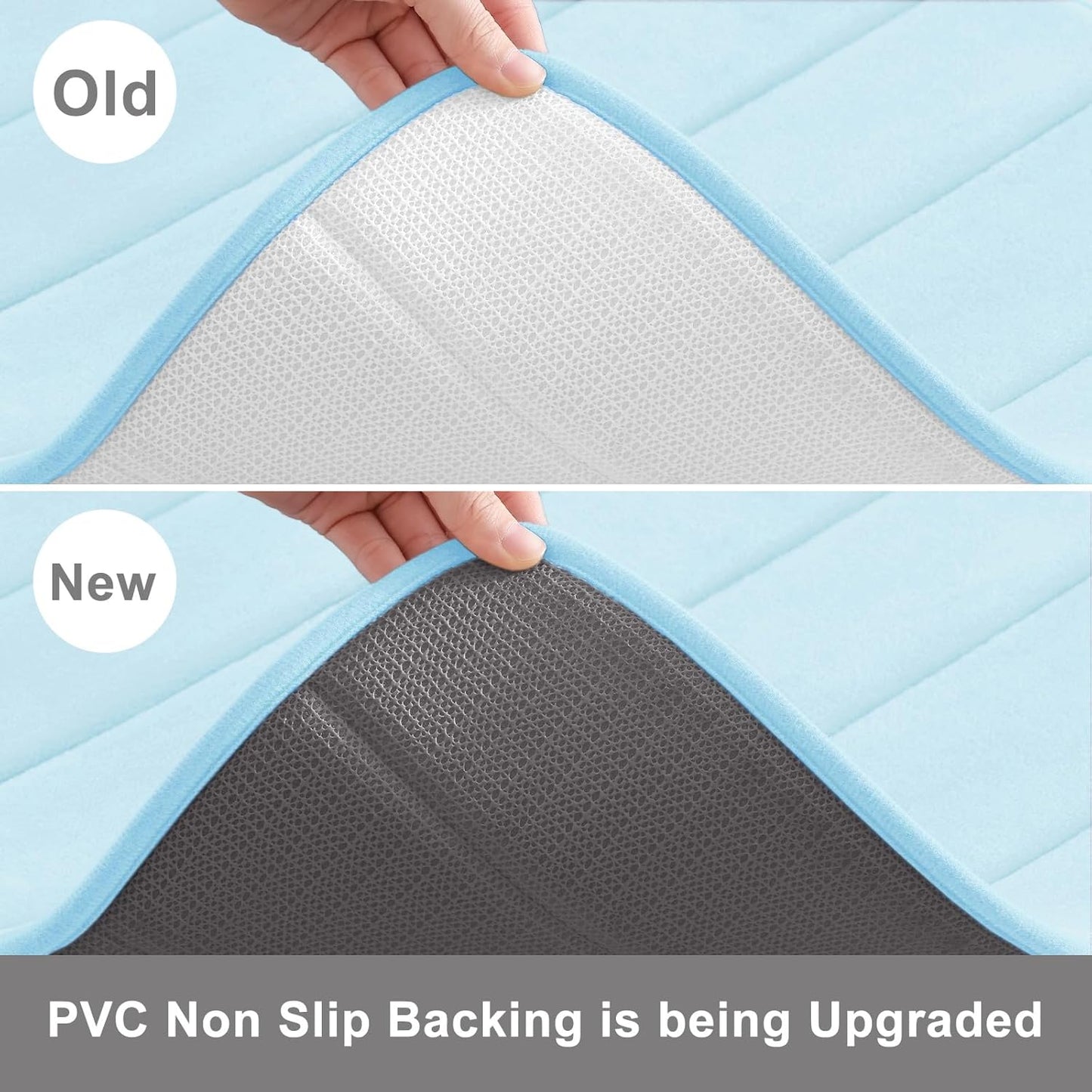 Buganda Memory Foam U-Shaped Contour Toilet Rugs, Non Slip Absorbent, Thick Soft Washable Bathroom Mat, Floor Carpet Bath Rugs Mat for Toilet Base (24" x 20", Light Blue)
