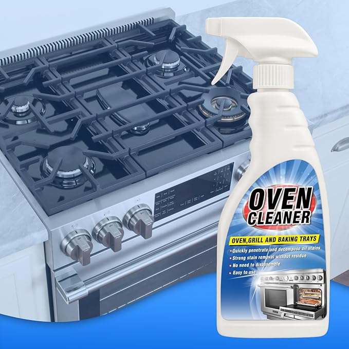Heavy Duty Stove and Oven Cleaner Kit, Includes Cleaning Tool, Razor, Scraper and 1 Pad to Remove Tough Stains - Use on Gas, Electric, Ceramic Surfaces, 16.9 Ounces, 4 Piece