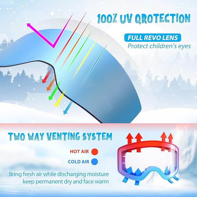 EXP VISION Ski/Snowboard Goggles Parent-child Snow Goggles Over Glasses for Men, Women Youth Kids