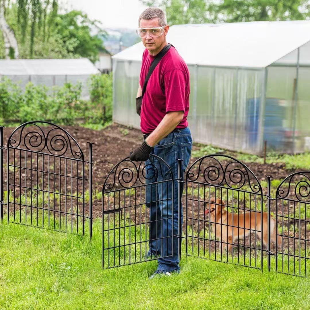 Getlay Tall Garden Fence Animal Barrier with Gate, 32 in(H) 16 Panels Garden Fences and Borders for Dogs, Dog Fence Outdoor for Yard, Total Length 35 Ft Metal Temporary Fencing│Patented
