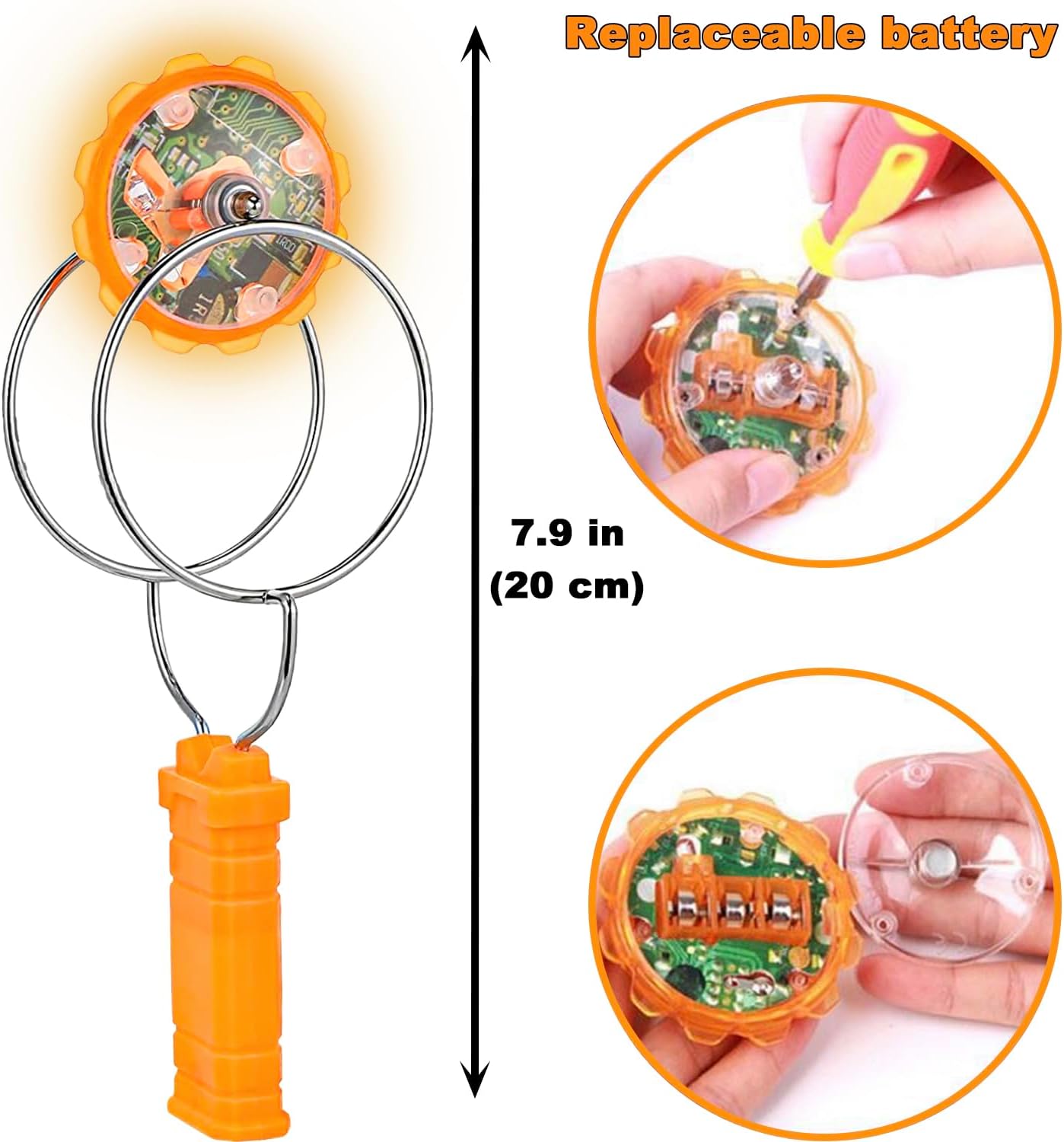 Stocking Stuffers for Kids Toys Boys 3pcs Light Up Gyro Wheel Toy Birthday Gifts for Men, Magic Rail Twirler Magnetic Yoyo Spinner Sensory Fidget Toys for Kids Ages 3-5-7 4-8-12 Year Old Boys & Adults