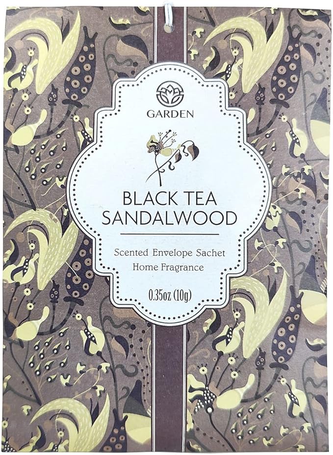 Scented Sachets - 12 Pack, Long-Lasting Home Fragrance Sachet Bags, Large Fresh-Scented Packets, Sachets for Drawers and Closets (Black Tea & Sandalwood)