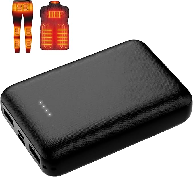 5V 2A Rechargeable Battery Pack for Heated Vest 10000mah Heated Jacket Battery Power Bank for Heated Vests Heated Jackets Heated Hoodies for Men Women(No DC Port, Not Suit for 7.4v)