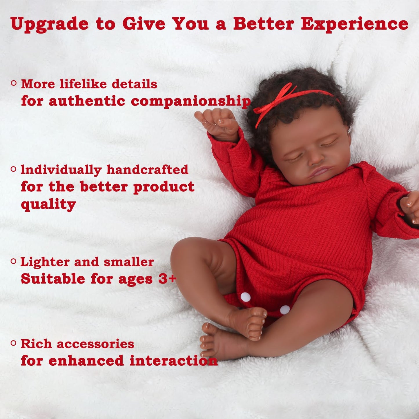 CHAREX Realistic 18 Inch Reborn Baby Doll - African American Sleeping Newborn Handcrafted Lifelike Black Skin Perfect for Kids Aged 3 and Up with Accessories
