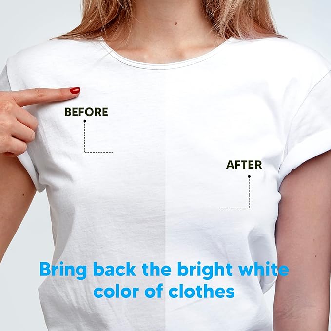 Laundry Whitener Sheets 60 count, Chlorine Free, Fragrance Free Bleach for White Clothes, Safe for Use in All Washing Machines