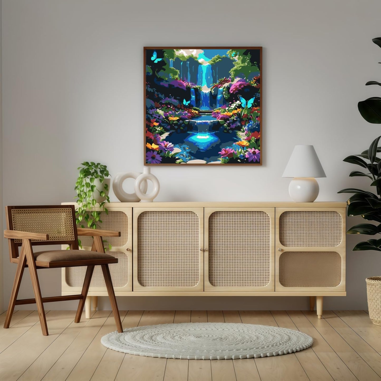 Paint by Numbers Kit for Adults Beginner, Landscape Scenery Adult Paint by Number Kits on Canvas, DIY Waterfall Acrylic Oil Easy Painting by Numbers for Home Wall Decor 16X16 inch (Without Frame)