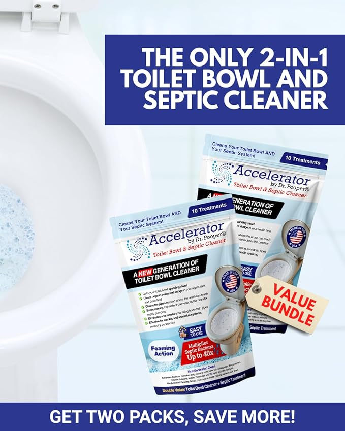 Accelerator by Dr. Pooper® Toilet Bowl & Septic Cleaner – 2-Pack Value Bundle