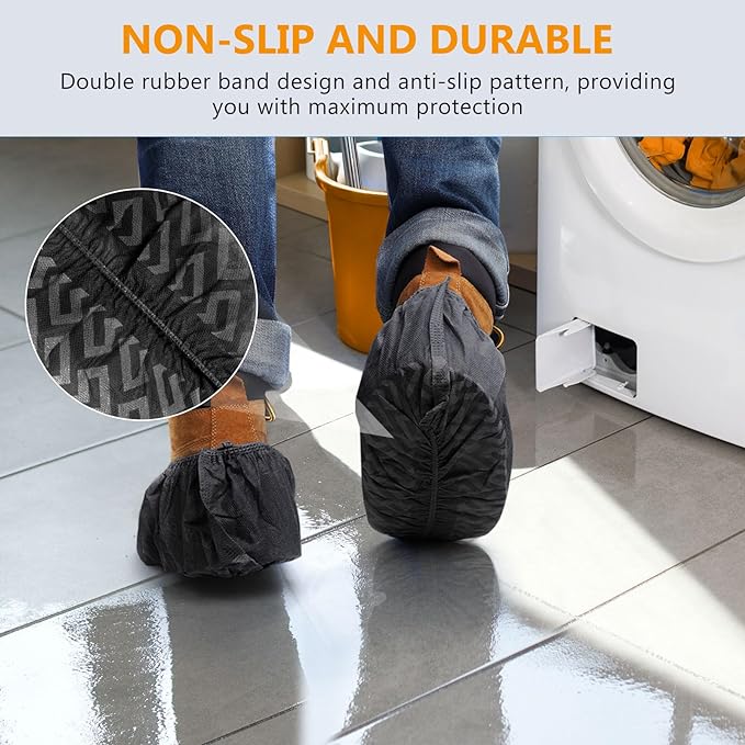 squish Shoe Covers Disposable Non Slip, 100 Pack(50 pairs) Thick Extra Disposable Boot Covers Slip Proof Shoe Cover for Indoors Outdoors Recyclable Durable Protector Covers Fits Virtually Most Shoes